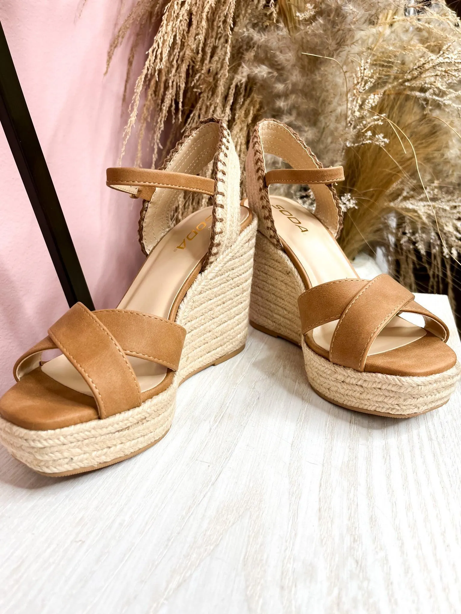 Tan Espadrille Wedge Sandal