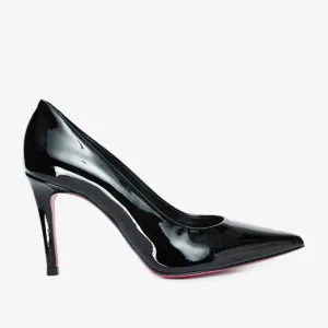 The Ege Black Patent Leather Pump Fuchsia Sole Women Shoe