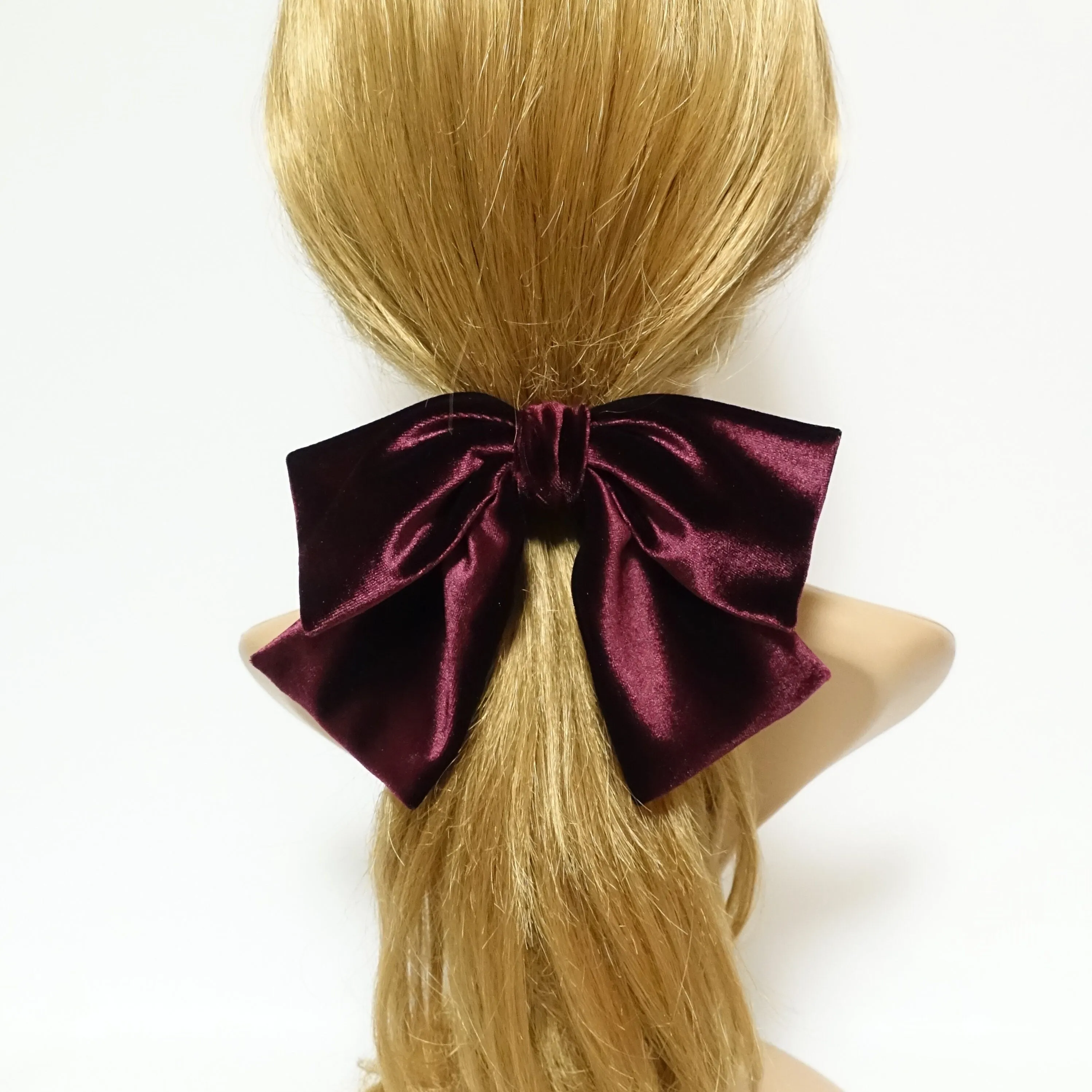 velvet drape hair bow ponytail holder basic floppy style bow elastic hair ties women hair accessory