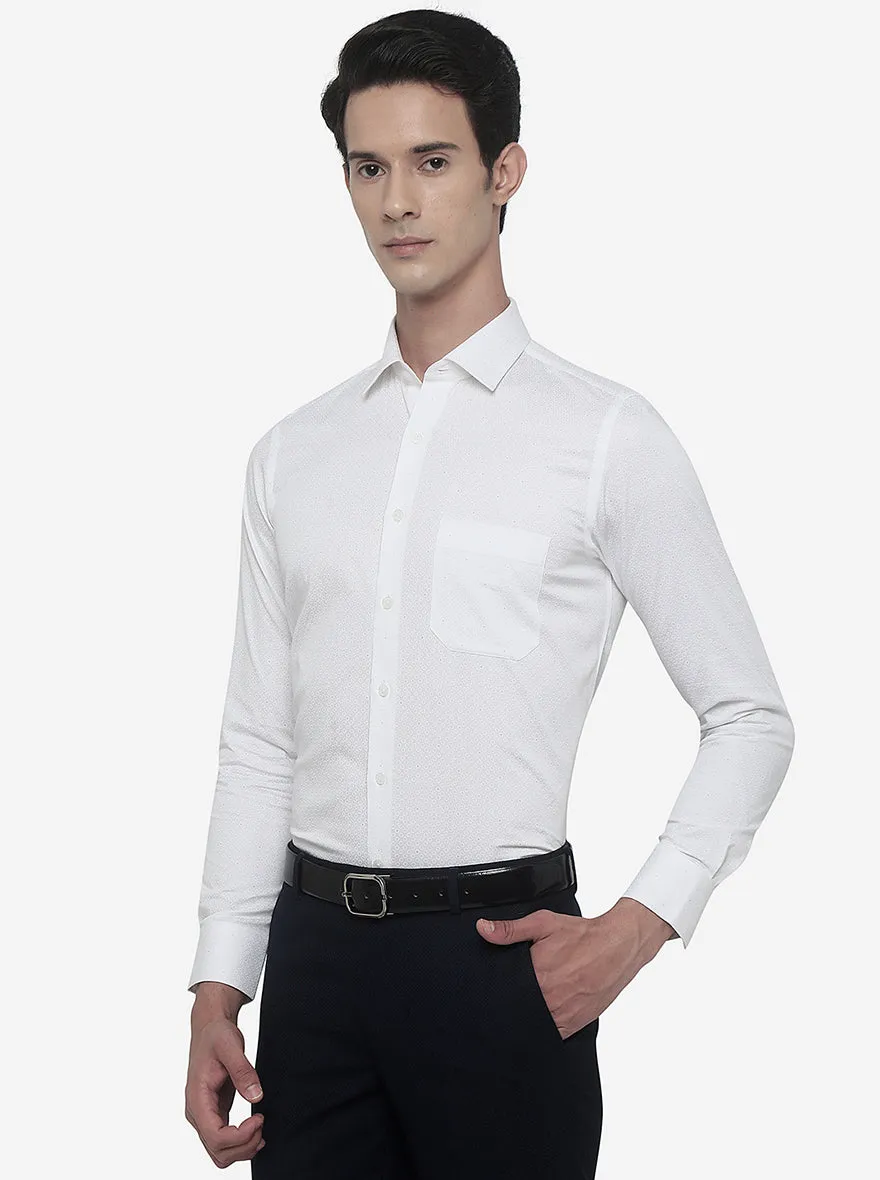 White Dotted Slim Fit Formal Shirt | JadeBlue