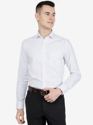 White Striped Slim Fit Formal Shirt | Metal