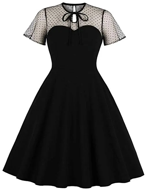 Women 1950s Cocktail Dress Party Vintage Retro Bridesmaid Evening Lace Sleeveless Dress