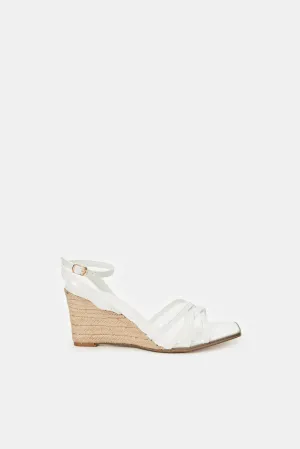 Women White Patent Wedge Sandal