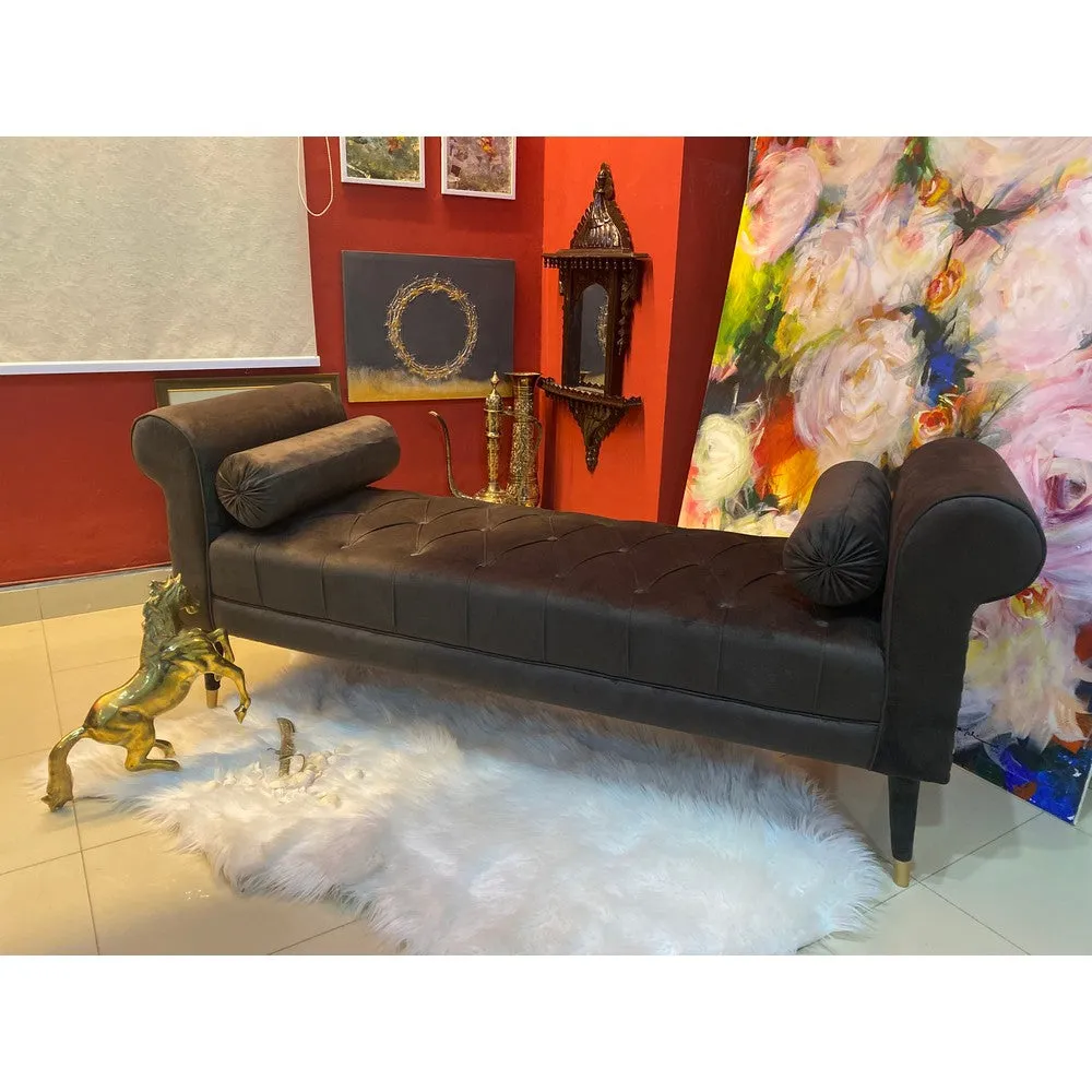 York Brown Velvet Bench